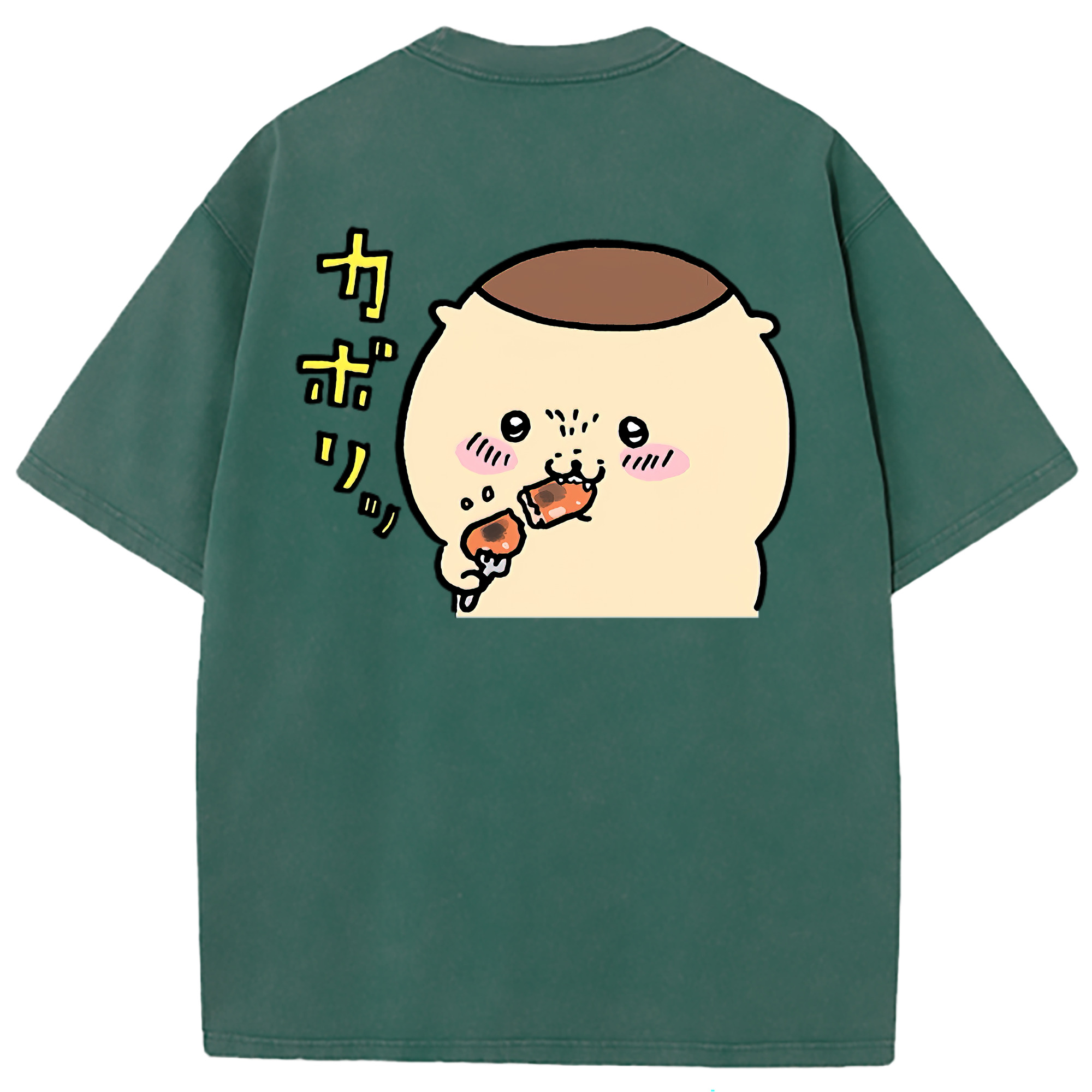（画像用） ちいかわ くりまんじゅう Chii-kawa kuri manjū 綿100% ヴィンテージ風 半袖Tシャツ（背面プリント）